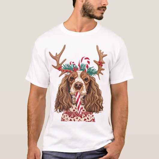 Cocker Spaniel Funny Christmas T-Shirt (Vorderseite)