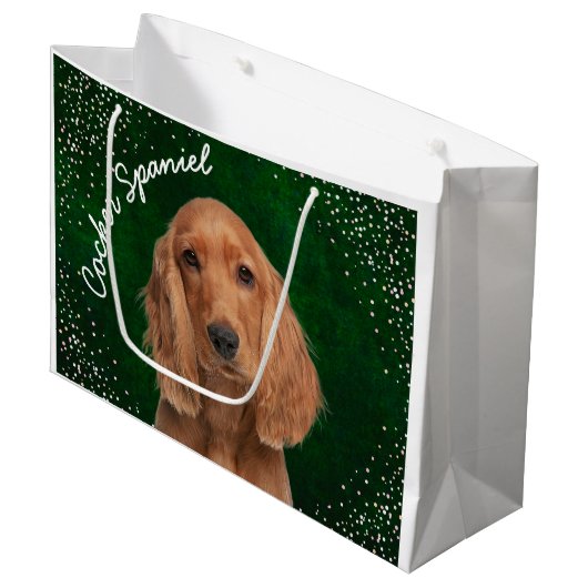 Cocker Spaniel Große Geschenktasche Geschenktüte (Vorderseite Schrägansicht)