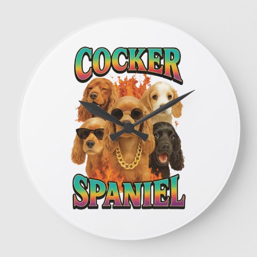Cocker Spaniel Große Wanduhr (Vorderseite)