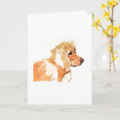 Cocker Spaniel Grußkarte, Aquarell Karte (Gelbe Blume)