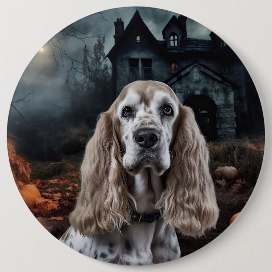 Cocker Spaniel Halloween Beängstigend Button (Vorderseite)