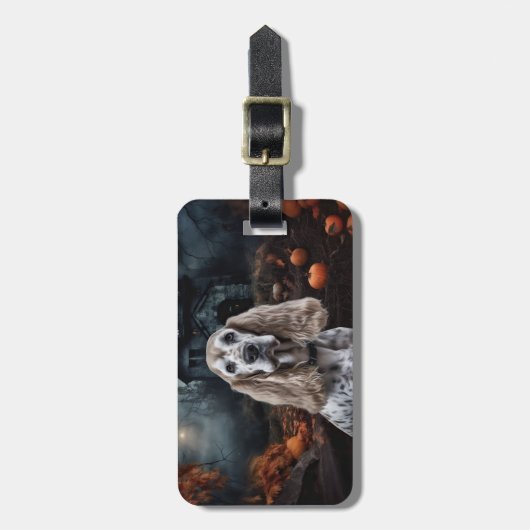 Cocker Spaniel Halloween Beängstigend Gepäckanhänger (Vorderseite vertikal)