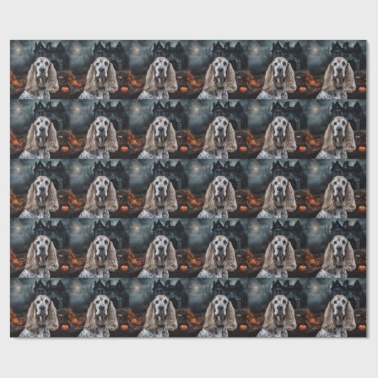 Cocker Spaniel Halloween Beängstigend Geschenkpapier (Flach)