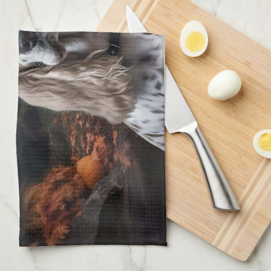 Cocker Spaniel Halloween Beängstigend Geschirrtuch (Viertel Falte)