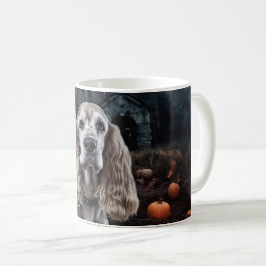 Cocker Spaniel Halloween Beängstigend Kaffeetasse (VorderseiteRechts)