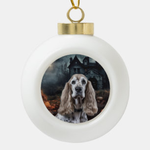 Cocker Spaniel Halloween Beängstigend Keramik Kugel-Ornament