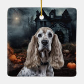 Cocker Spaniel Halloween Beängstigend Keramikornament (Rückseite)