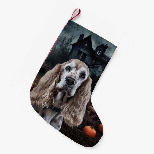 Cocker Spaniel Halloween Beängstigend Kleiner Weihnachtsstrumpf (Vorderansicht (hängend))