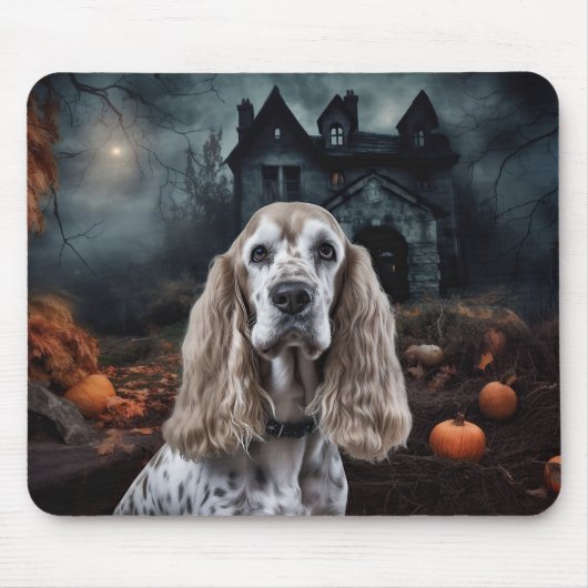 Cocker Spaniel Halloween Beängstigend Mousepad (Vorne)