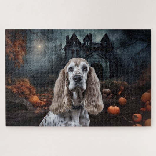 Cocker Spaniel Halloween Beängstigend Puzzle (Horizontal)