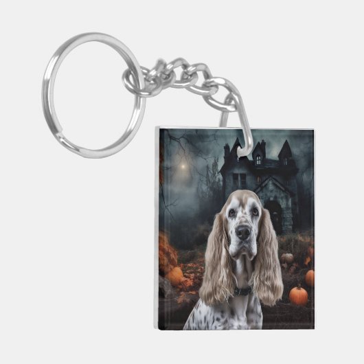 Cocker Spaniel Halloween Beängstigend Schlüsselanhänger (Vorderseite links)