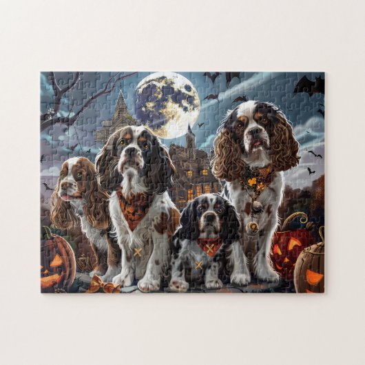 Cocker Spaniel Halloween Gruselig Puzzle (Horizontal)