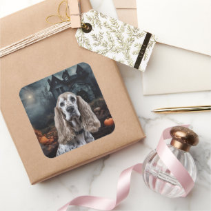 Cocker Spaniel Halloween Gruselig Quadratischer Aufkleber