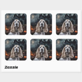 Cocker Spaniel Halloween Gruselig Quadratischer Aufkleber (Blatt)