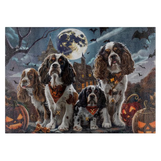 Cocker Spaniel Halloween Gruselig Schneidebrett (Vorderseite)