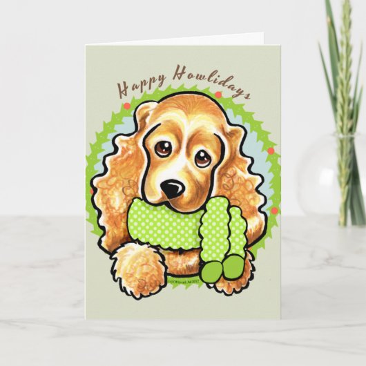 Cocker Spaniel Happy Howlidays Feiertagskarte (Vorderseite)