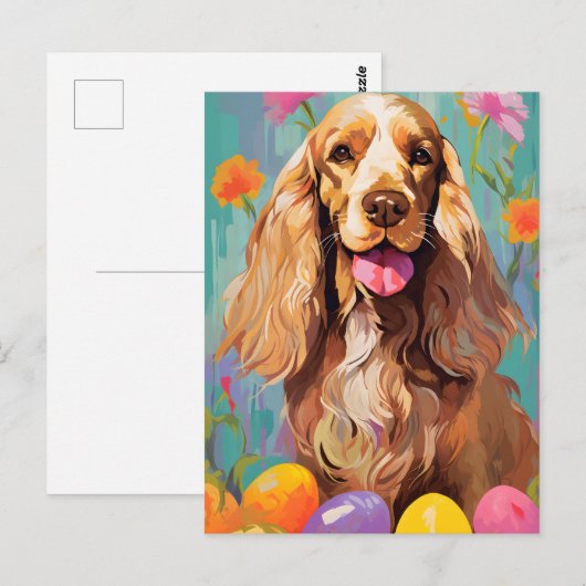 Cocker Spaniel Happy Oaster Postkarte (Vorne/Hinten)