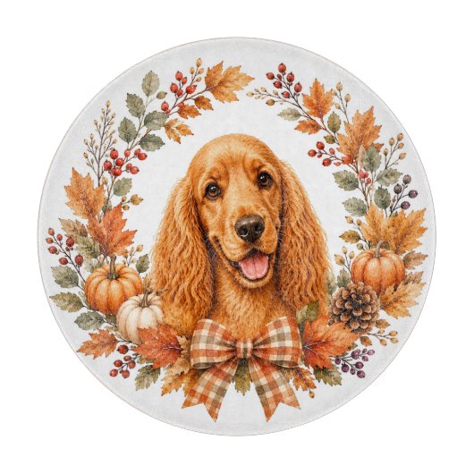 Cocker Spaniel Herbstkranz Schneidebrett (Vorderseite)