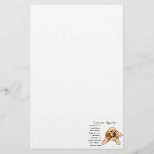 Cocker Spaniel Heritage of Liebe Briefpapier (Vorderseite)