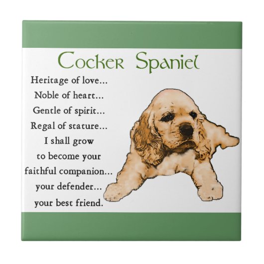 Cocker Spaniel Heritage of Liebe Fliese (Vorderseite)