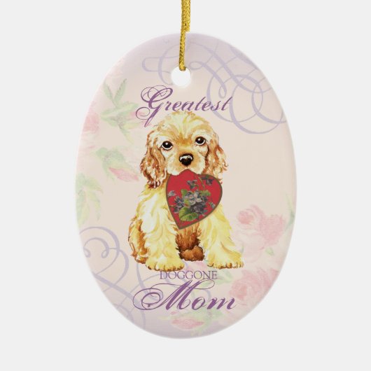 Cocker Spaniel Herz Mama Keramik Ornament (Vorne)