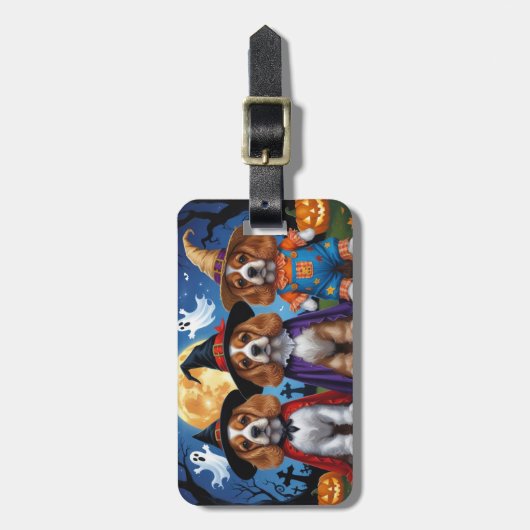 Cocker Spaniel Hogs Pumpkin Halloween Funny Gepäckanhänger (Vorderseite vertikal)