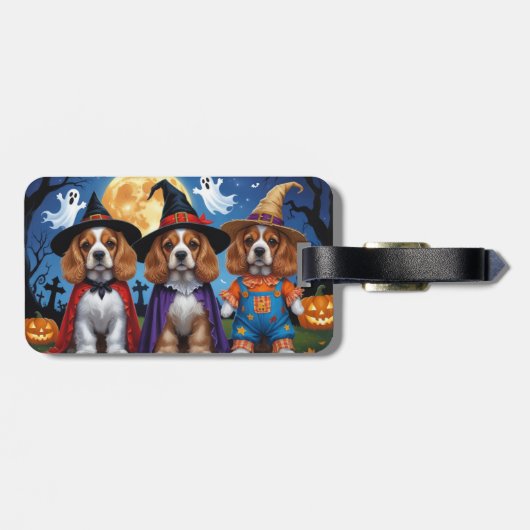 Cocker Spaniel Hogs Pumpkin Halloween Funny Gepäckanhänger (Rückseite horizontal)
