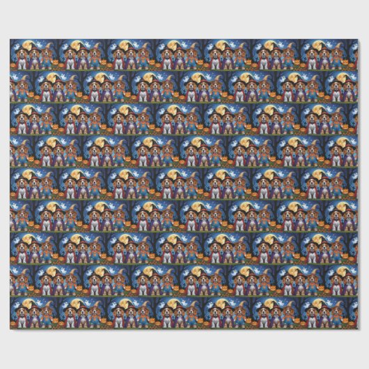 Cocker Spaniel Hogs Pumpkin Halloween Funny Geschenkpapier (Flach)