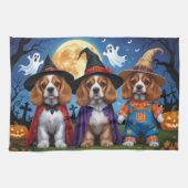 Cocker Spaniel Hogs Pumpkin Halloween Funny Geschirrtuch (Horizontal)