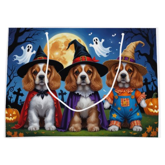 Cocker Spaniel Hogs Pumpkin Halloween Funny Große Geschenktüte (Vorderseite)