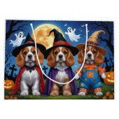 Cocker Spaniel Hogs Pumpkin Halloween Funny Große Geschenktüte (Rückseite)