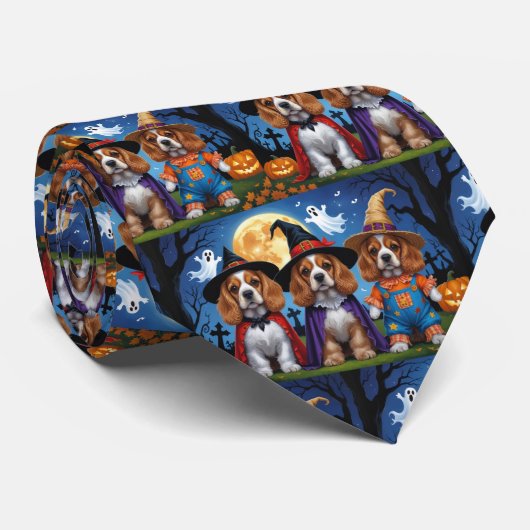 Cocker Spaniel Hogs Pumpkin Halloween Funny Krawatte (Gerollt)