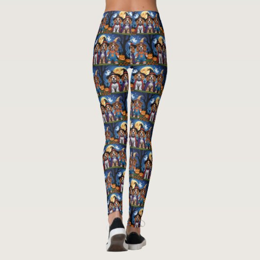 Cocker Spaniel Hogs Pumpkin Halloween Funny Leggings (Rückseite)