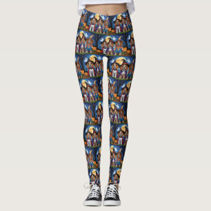 Cocker Spaniel Hogs Pumpkin Halloween Funny Leggings
