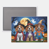 Cocker Spaniel Hogs Pumpkin Halloween Funny Magnet (Vorderseite/Rückseite)