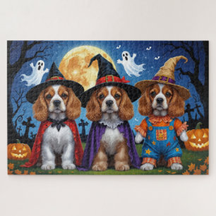 Cocker Spaniel Hogs Pumpkin Halloween Funny Puzzle