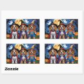 Cocker Spaniel Hogs Pumpkin Halloween Funny Rechteckiger Aufkleber (Blatt)