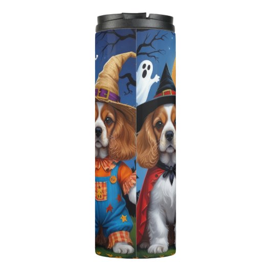 Cocker Spaniel Hogs Pumpkin Halloween Funny Thermosbecher (Rückseite)