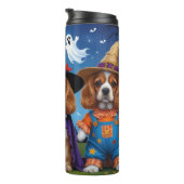 Cocker Spaniel Hogs Pumpkin Halloween Funny Thermosbecher (Nach rechts gedreht)