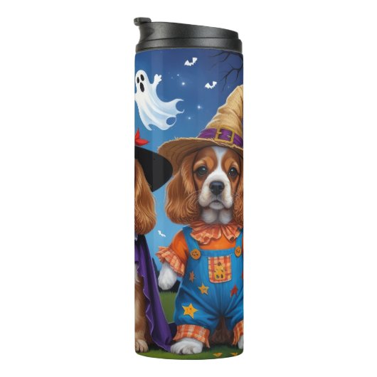Cocker Spaniel Hogs Pumpkin Halloween Funny Thermosbecher (Nach rechts gedreht)