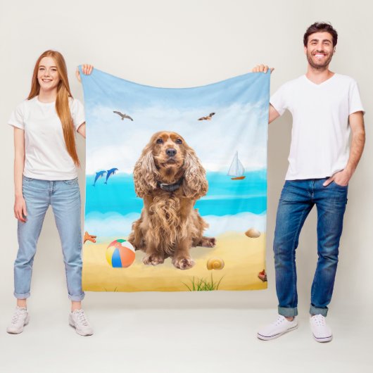 Cocker Spaniel Hund am Strand Fleecedecke (Beispiel)