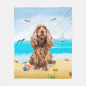 Cocker Spaniel Hund am Strand Fleecedecke (Vorderseite)