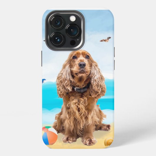 Cocker Spaniel Hund am Strand iPhone Hülle (Hinten)