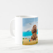 Cocker Spaniel Hund am Strand Kaffeetasse (Vorderseite Links)