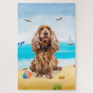 Cocker Spaniel Hund am Strand Puzzle