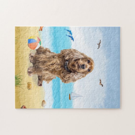 Cocker Spaniel Hund am Strand Puzzle (Horizontal)