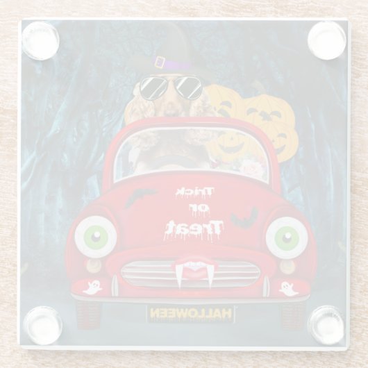 Cocker Spaniel Hund Autofahren Auto Beängstigend H Glasuntersetzer (Rückseite)