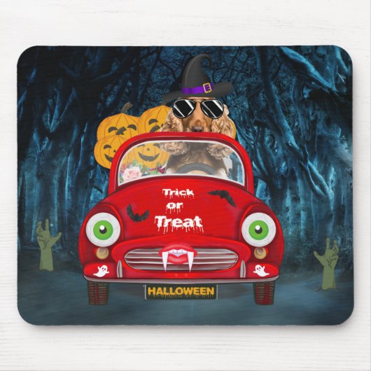 Cocker Spaniel Hund Autofahren Auto Beängstigend H Mousepad (Vorne)