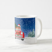 Cocker Spaniel Hund Autofahren Auto in Schnee Weih Kaffeetasse (VorderseiteRechts)