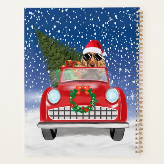 Cocker Spaniel Hund Autofahren Auto in Schnee Weih Planer (Rückseite)